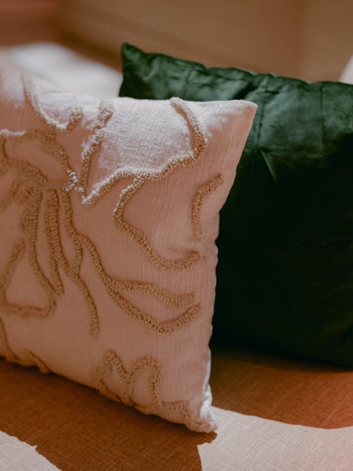 Ivory Textured Floral Cushion
