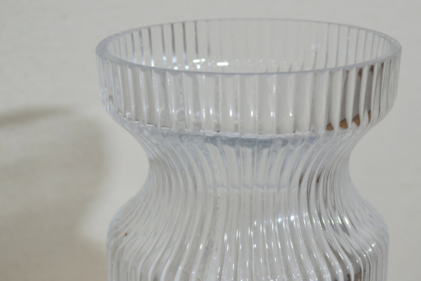 Hourglass Ribbed Glass Vase