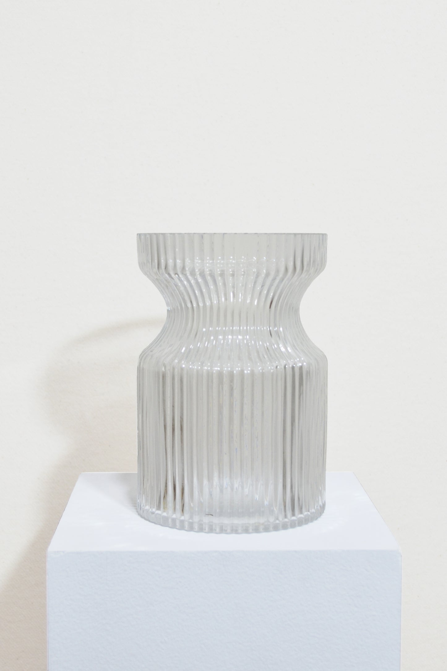 Hourglass Ribbed Glass Vase