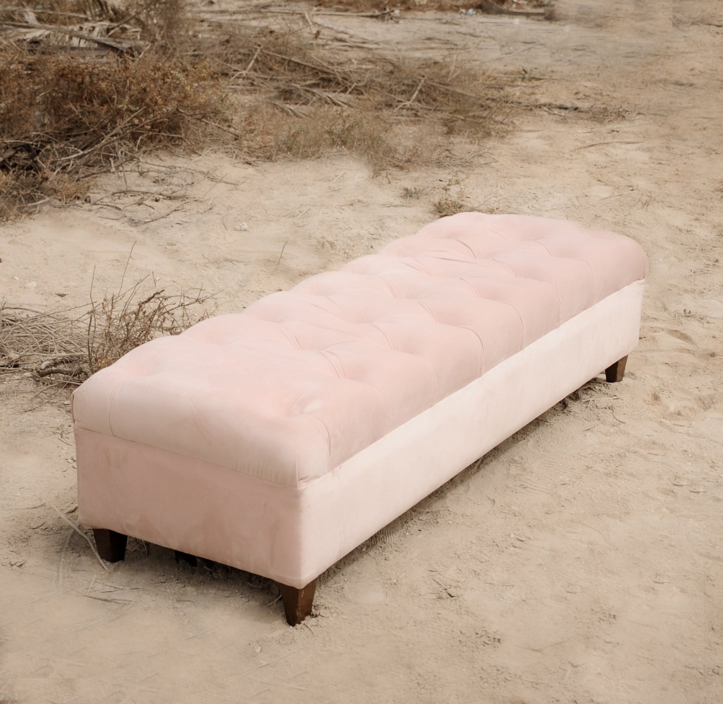 Dusty Pink Buttoned Ottoman