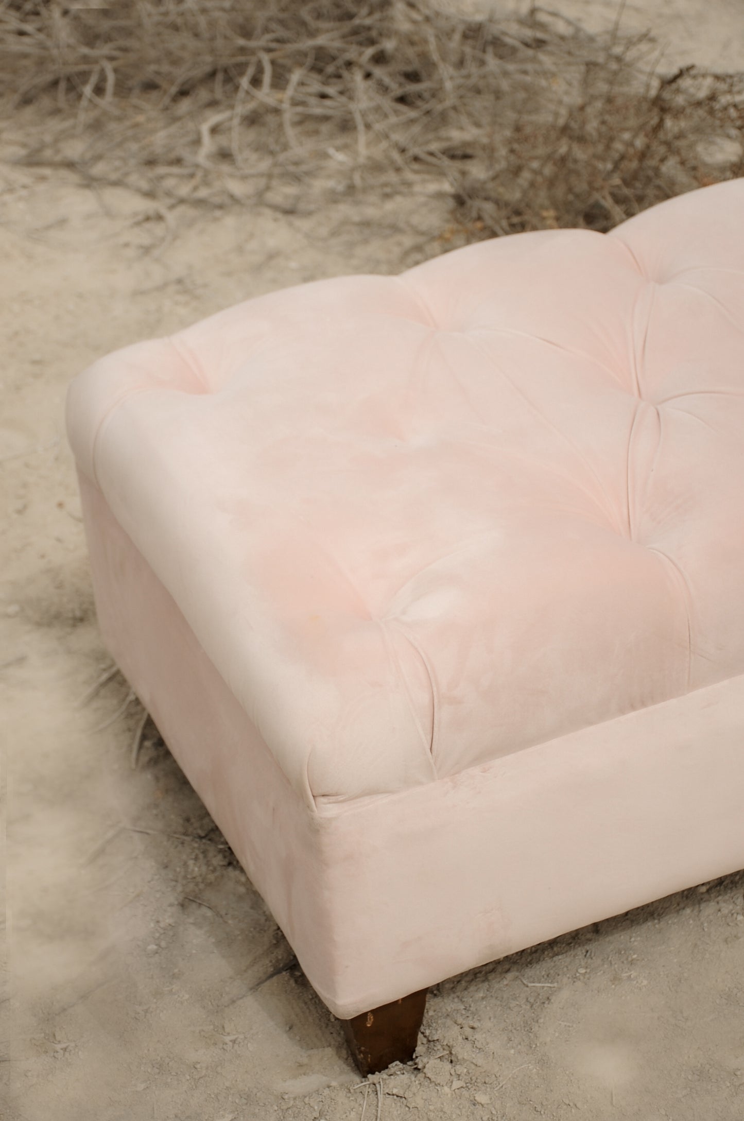 Dusty Pink Buttoned Ottoman