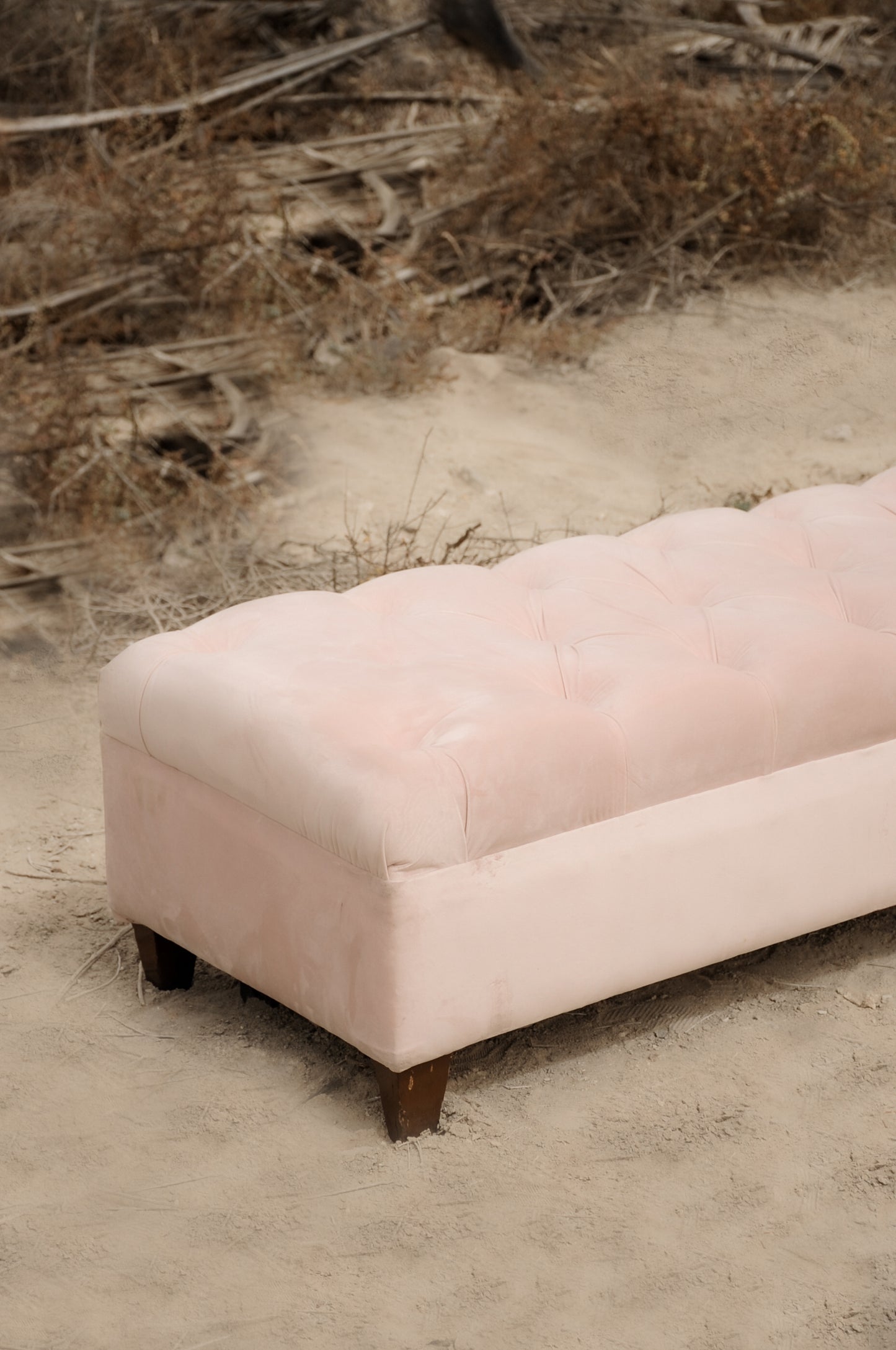 Dusty Pink Buttoned Ottoman