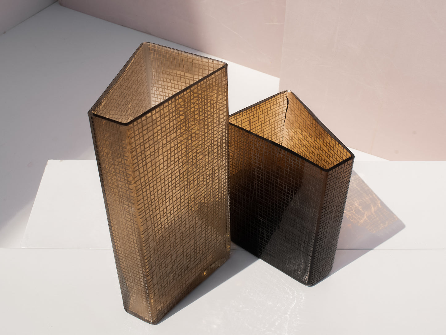 Amber Prism Vase Set
