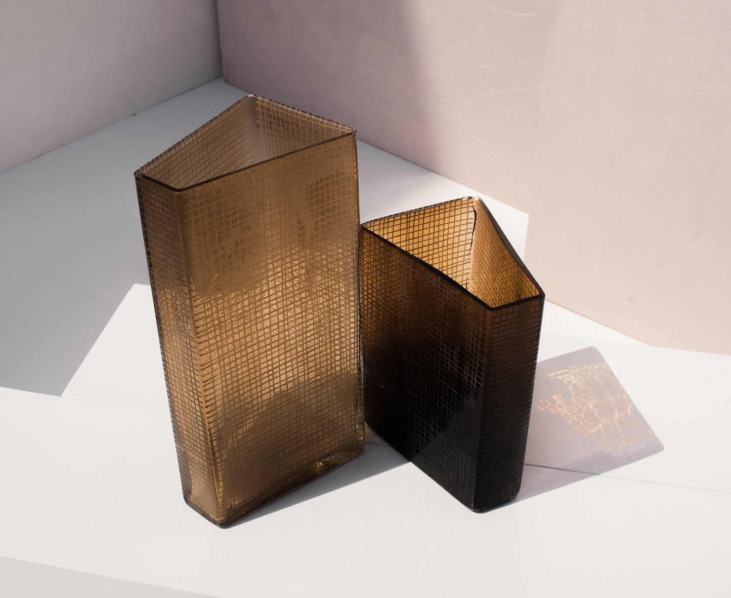 Amber Prism Vase Set
