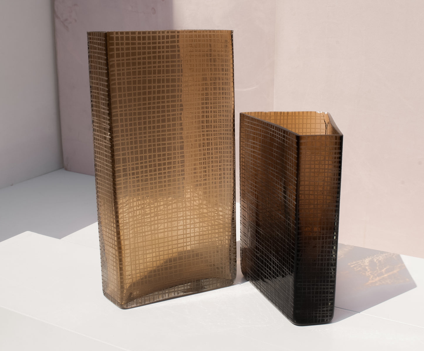 Amber Prism Vase Set
