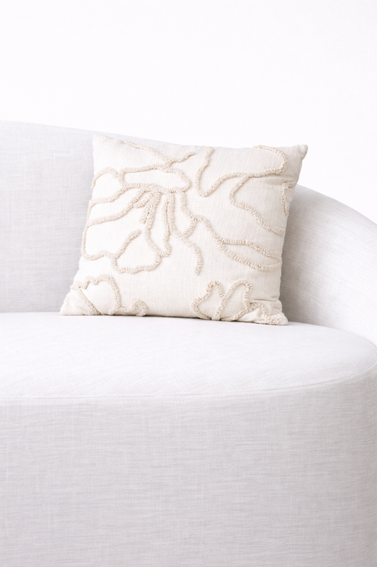 Ivory Textured Floral Cushion