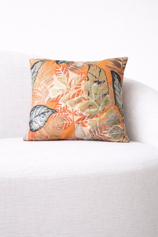 Orange Mixed Leaf Cushion