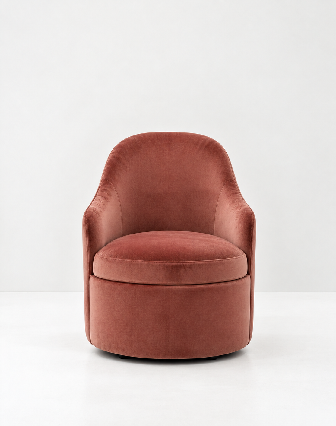 Dusty Rose Velvet Barrel Chair
