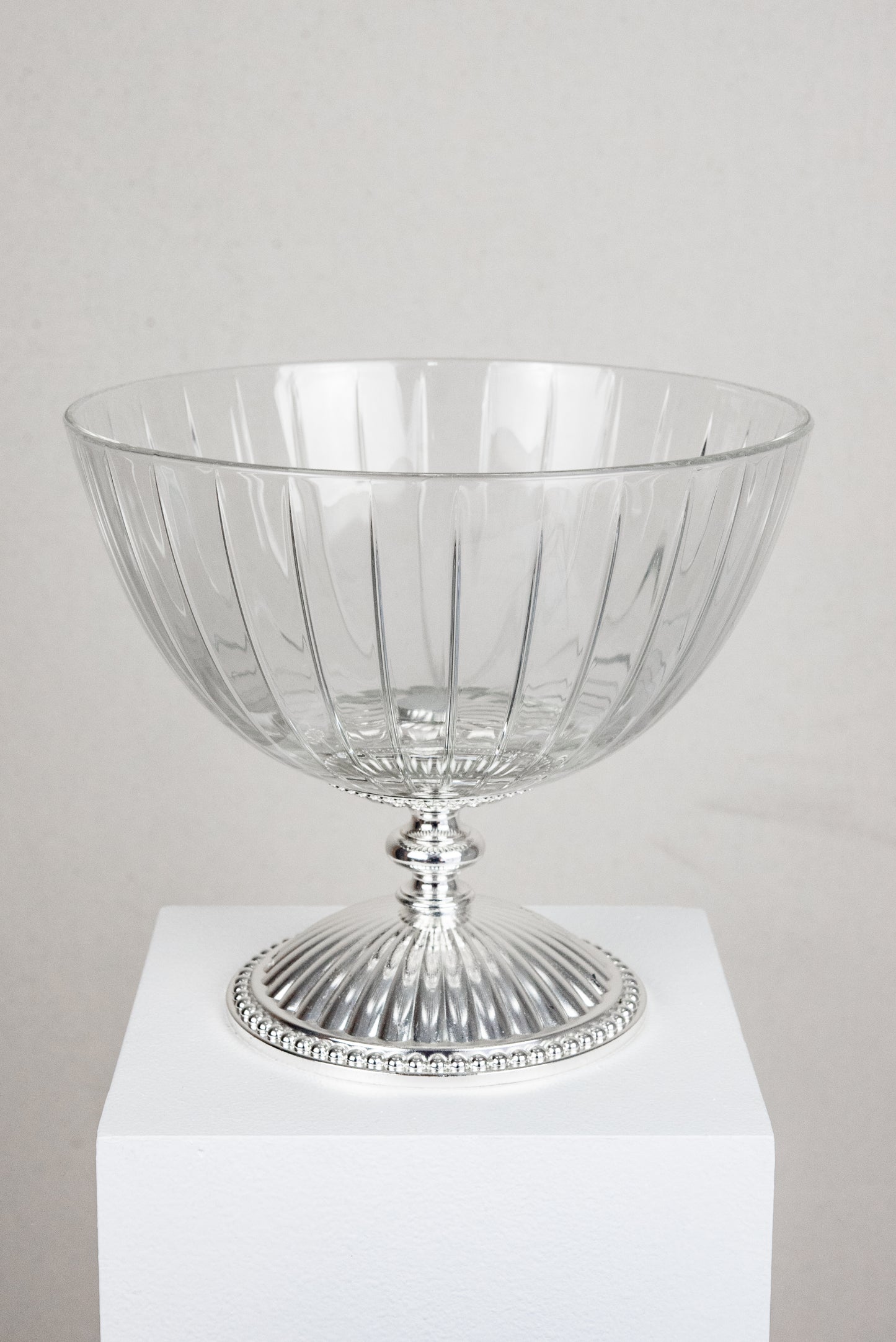 Glass and Silver Bowl Stand - Large