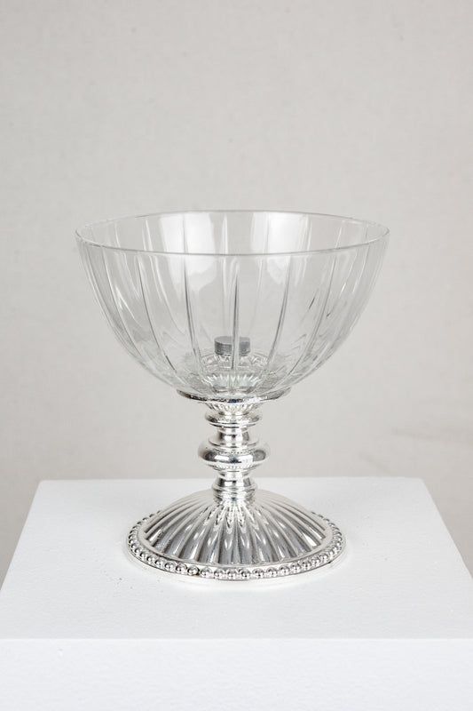 Glass and Silver Bowl Stand - High