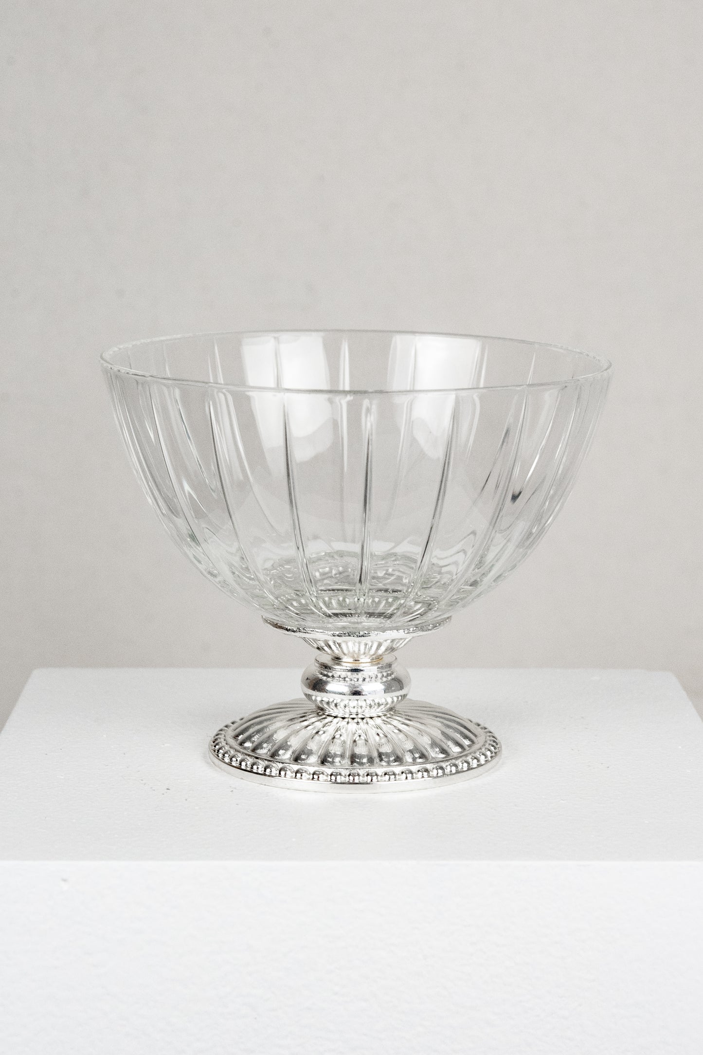 Glass and Silver Bowl Stand - Low