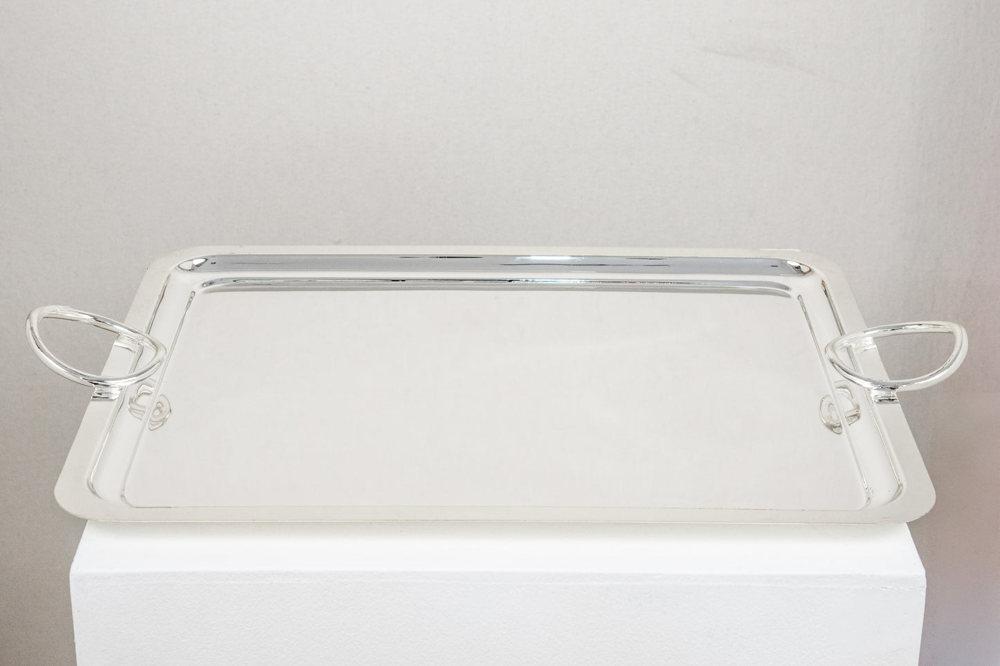 Round Handle Silver Tray