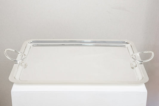 Round Handle Silver Tray