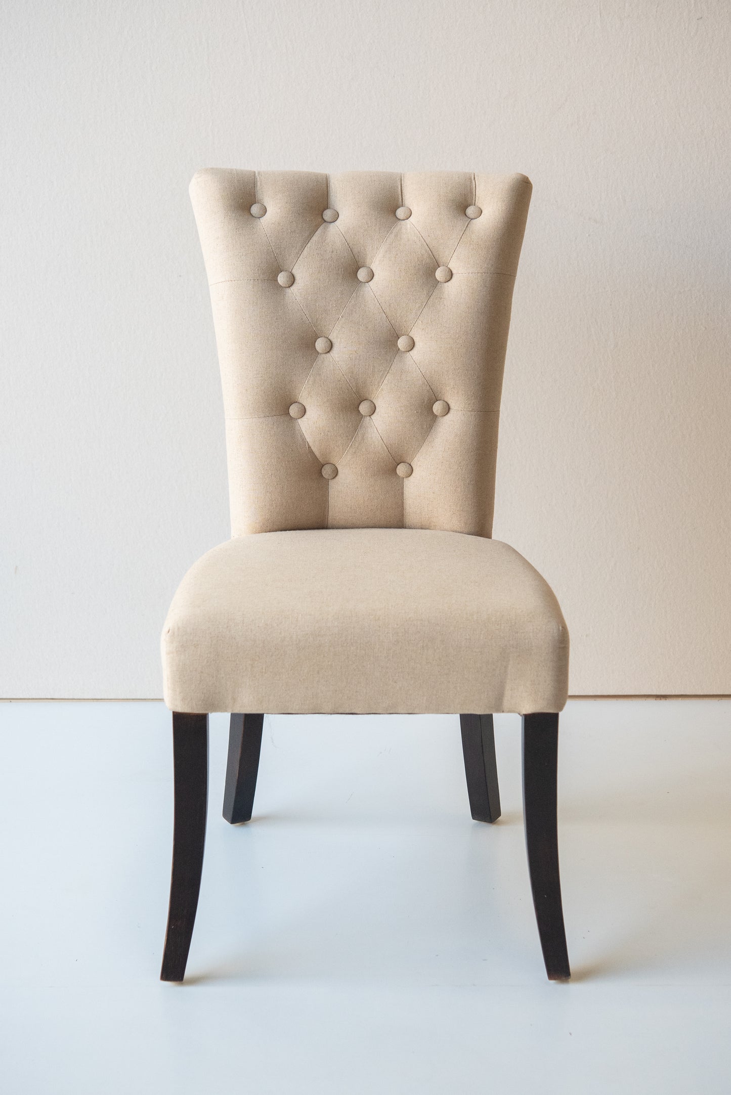 Dark Leg Cream Buttoned Back Dining Chair