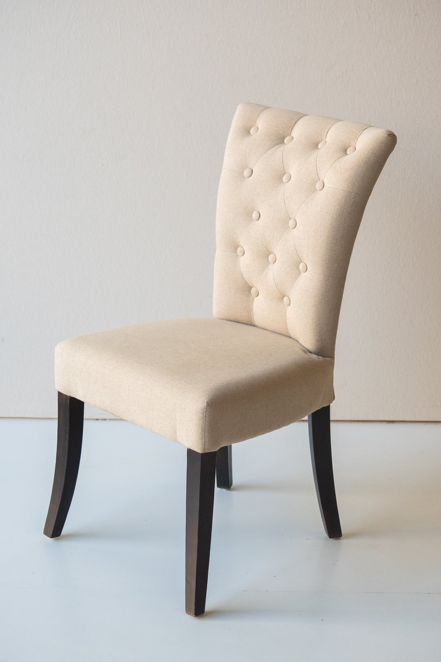 Dark Leg Cream Buttoned Back Dining Chair