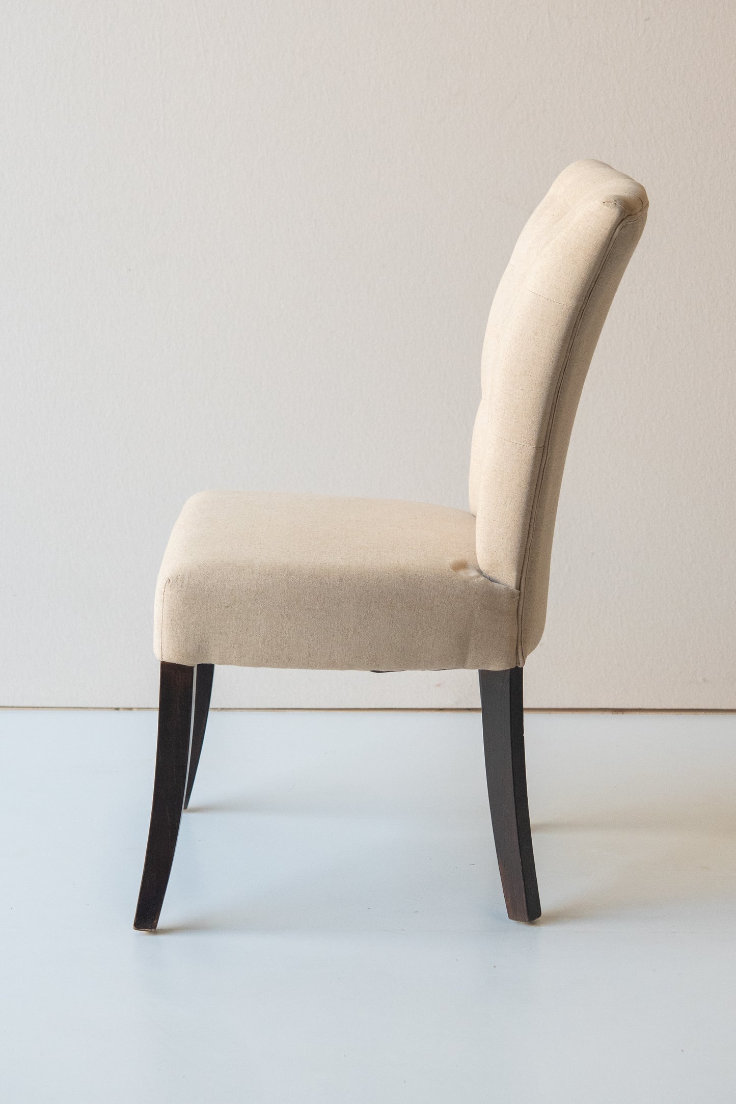 Dark Leg Cream Buttoned Back Dining Chair