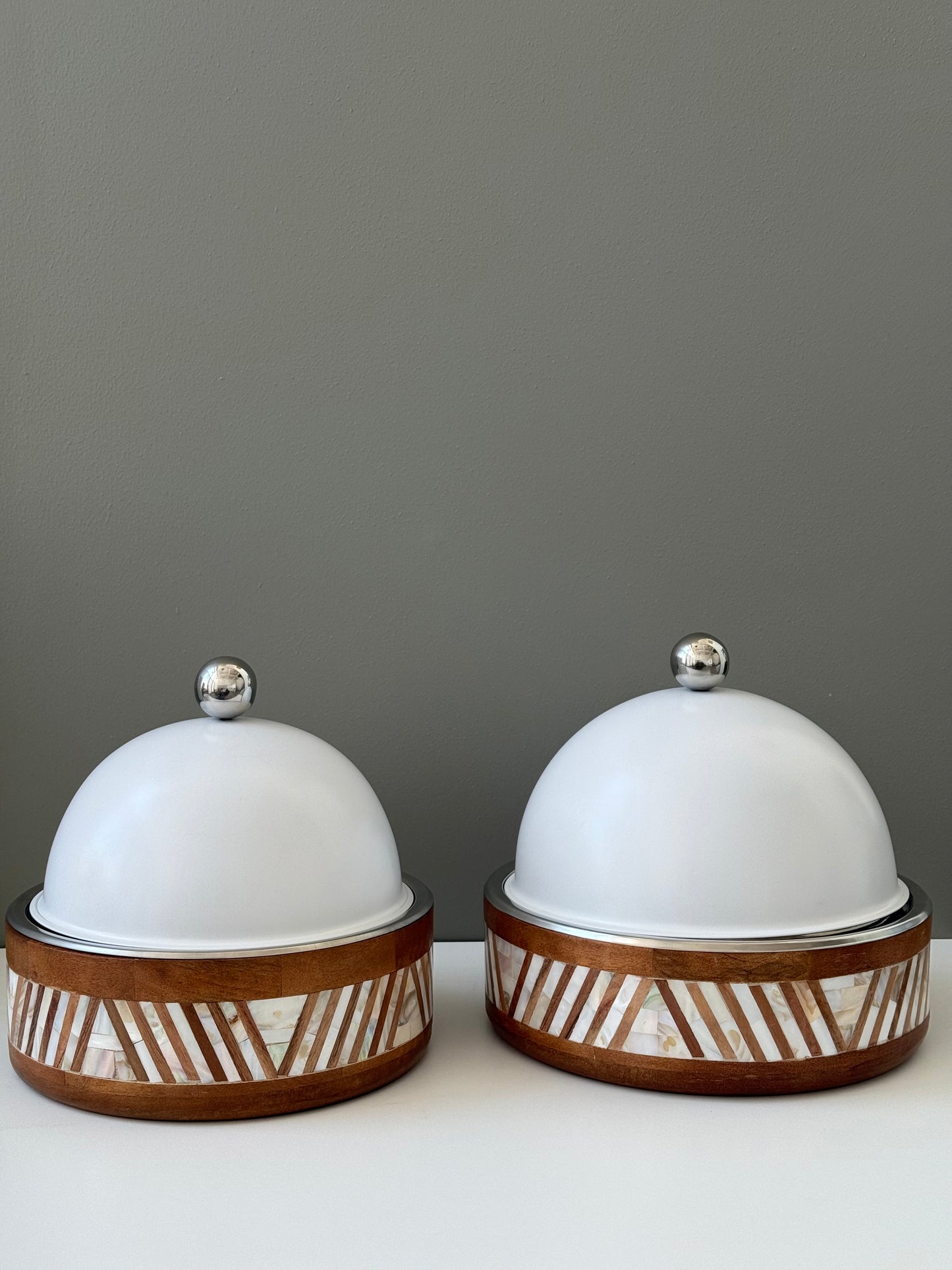 Wood and Pearl Cloche Set