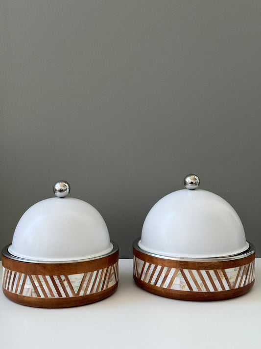 Wood and Pearl Cloche Set