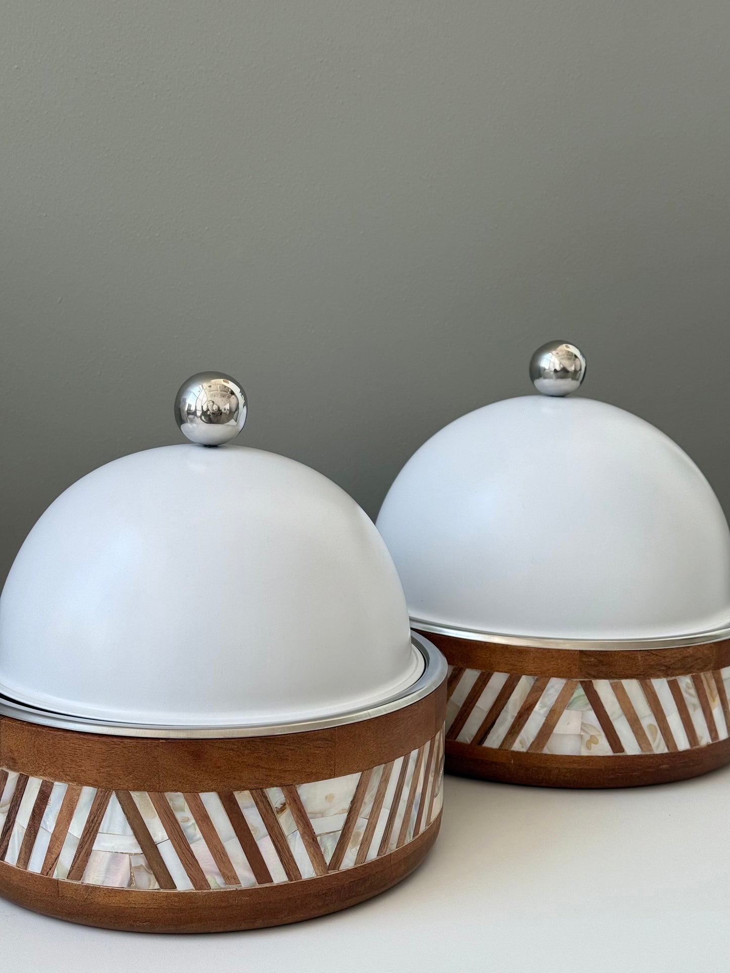 Wood and Pearl Cloche Set