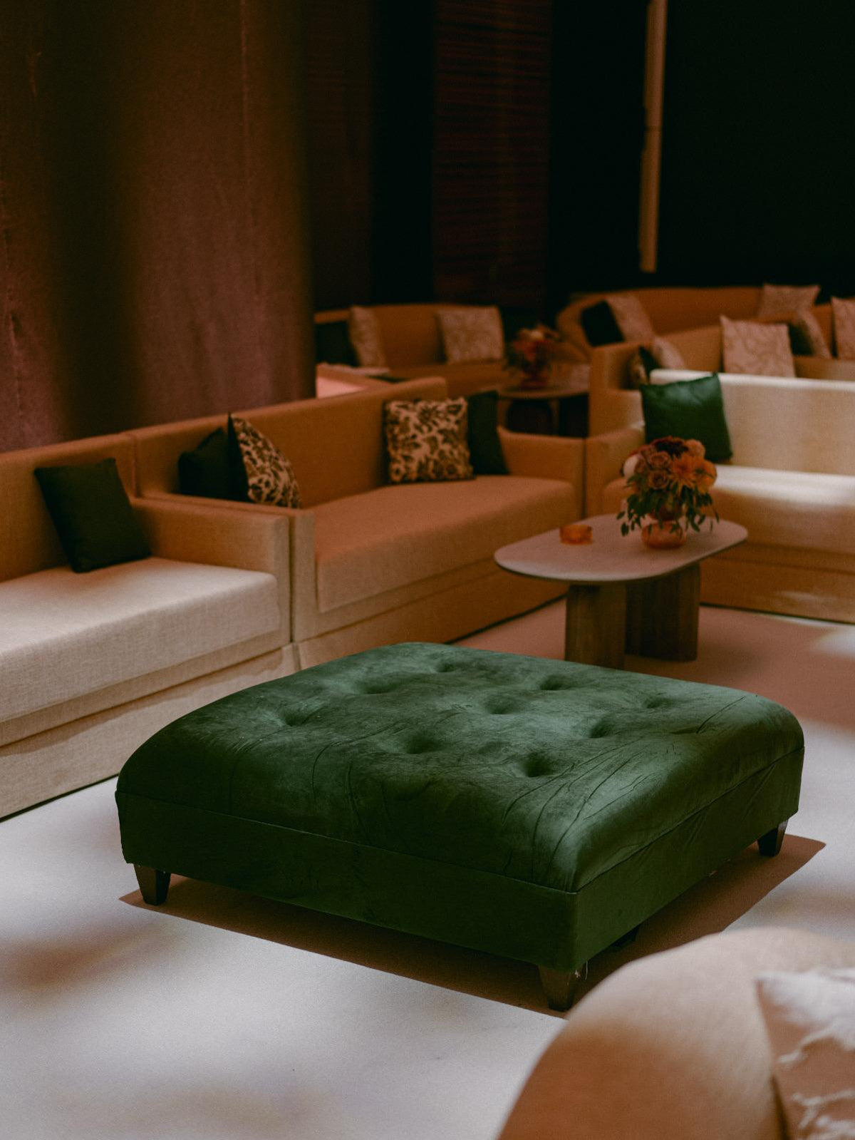 Forest Green Square Ottoman