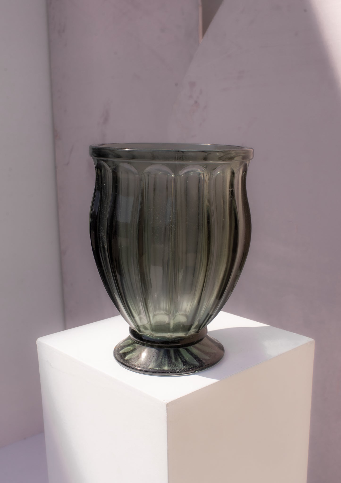 Wide Black Crystal Vase